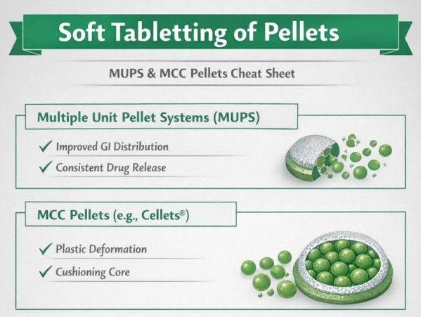 Soft tabletting of pellets small
